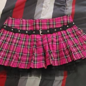 Hot Pink Plaid Mini Skirt